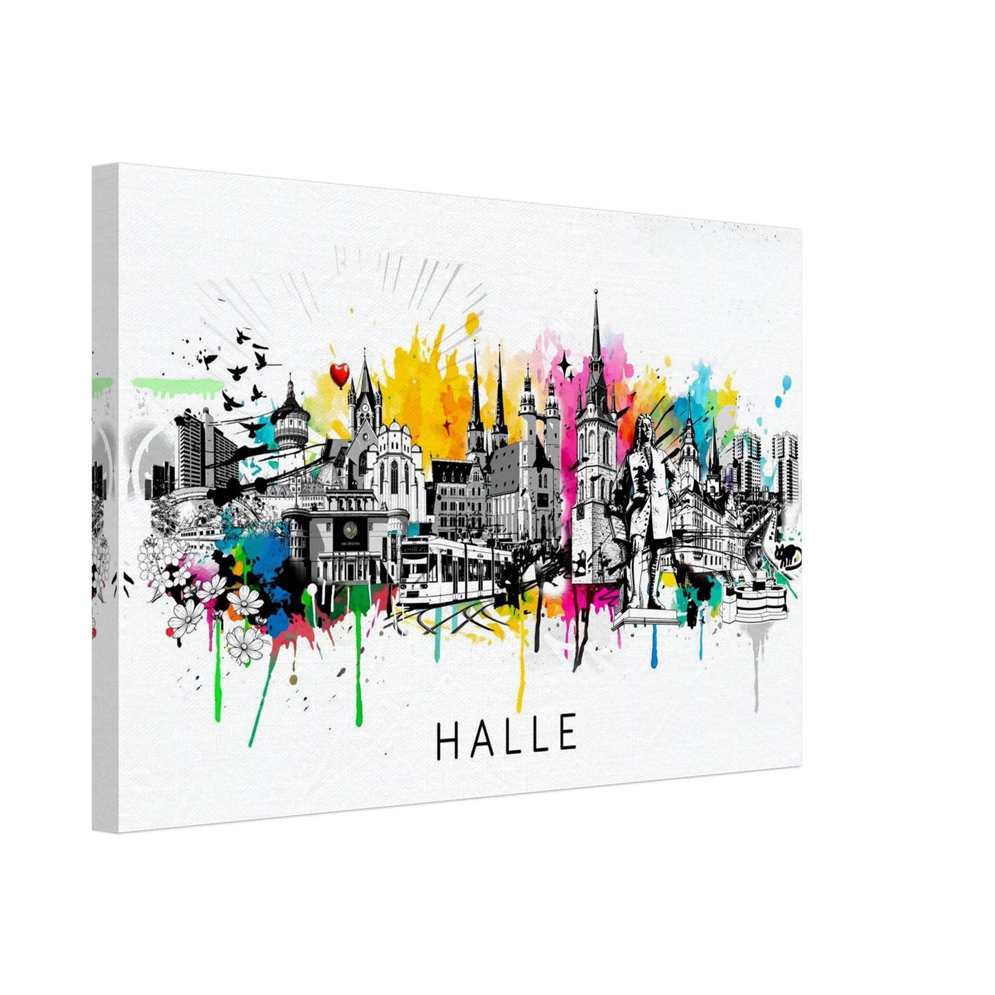 Leinwanddruck Skyline von Halle