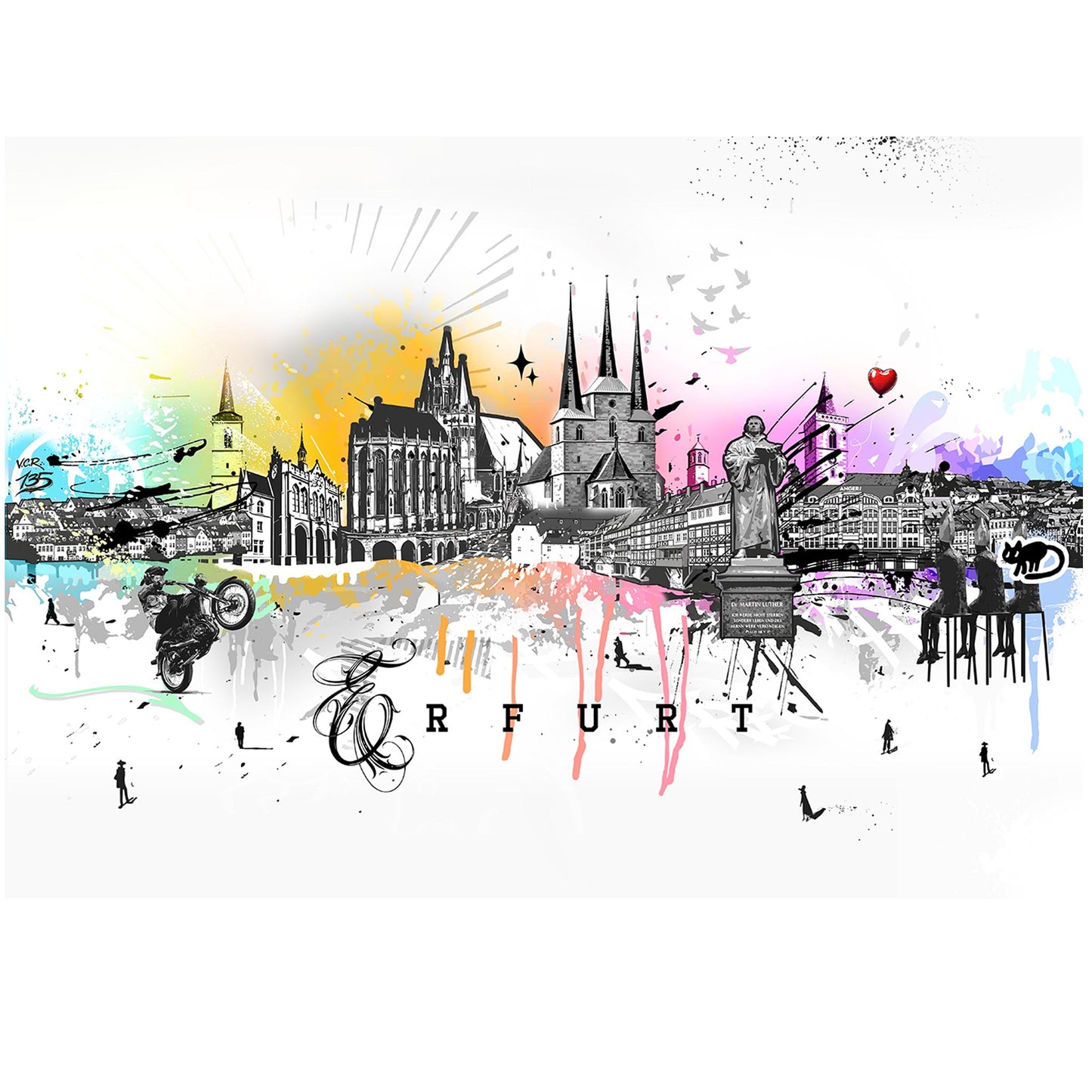 Leinwanddruck Skyline von Erfurt 2