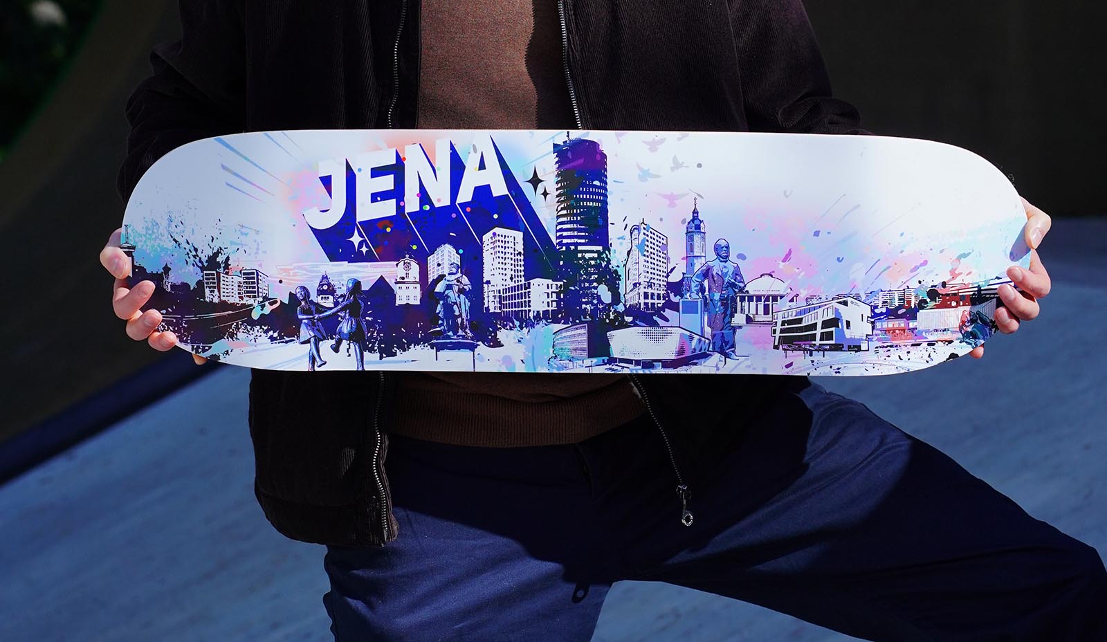 Jena Skateboard Skyline design