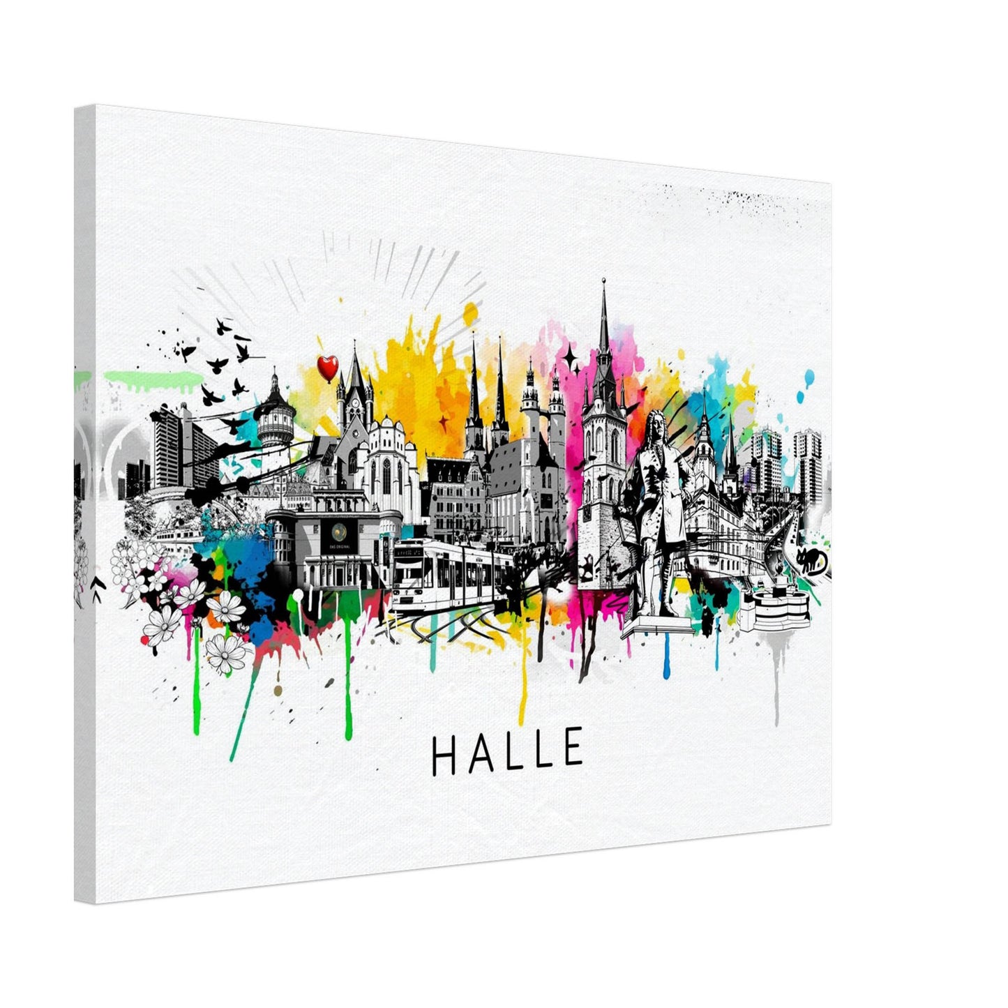 Leinwanddruck Skyline von Halle