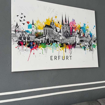 Leinwanddruck Skyline von Erfurt
