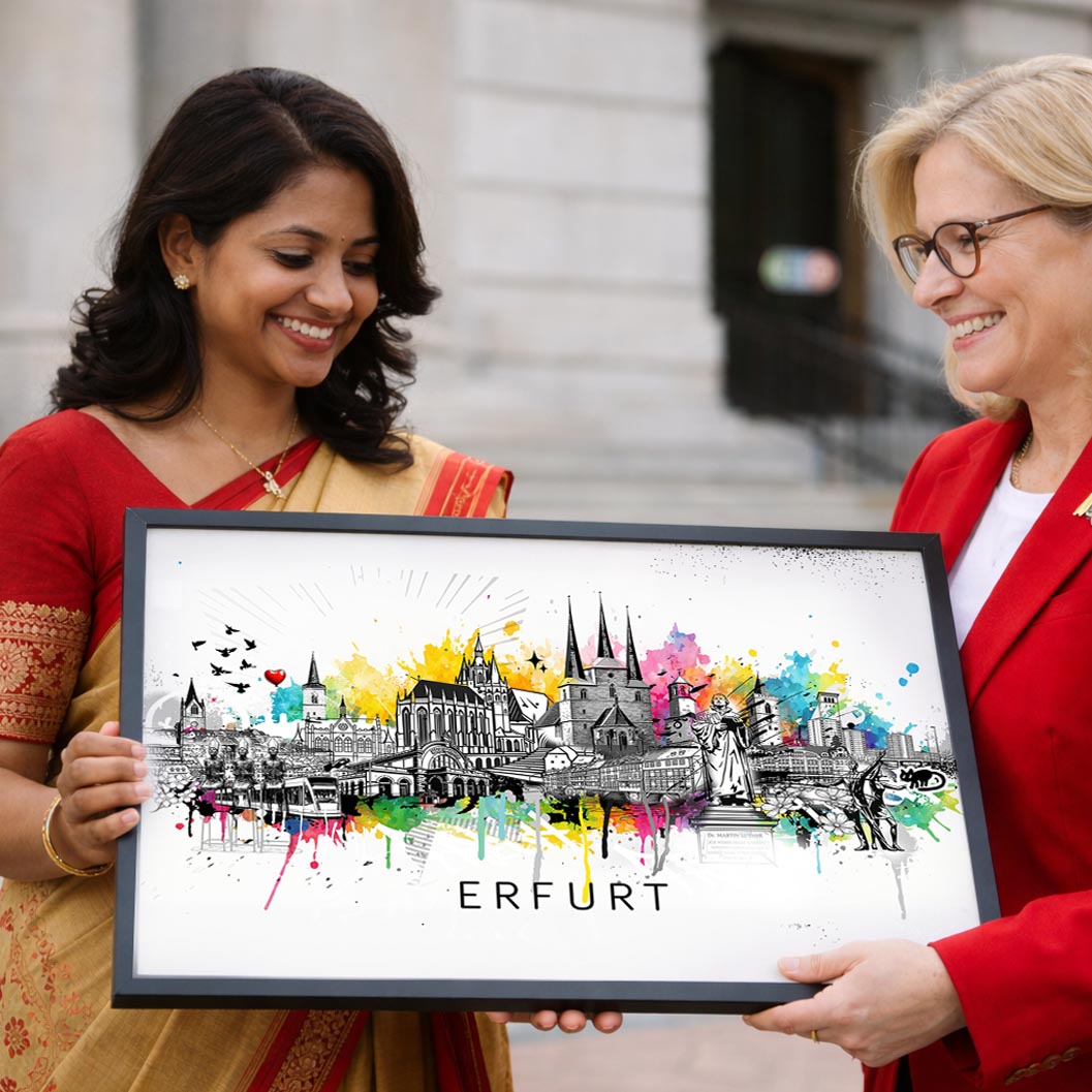 Erfurt Geschenk Idee Skyline Silhouette 