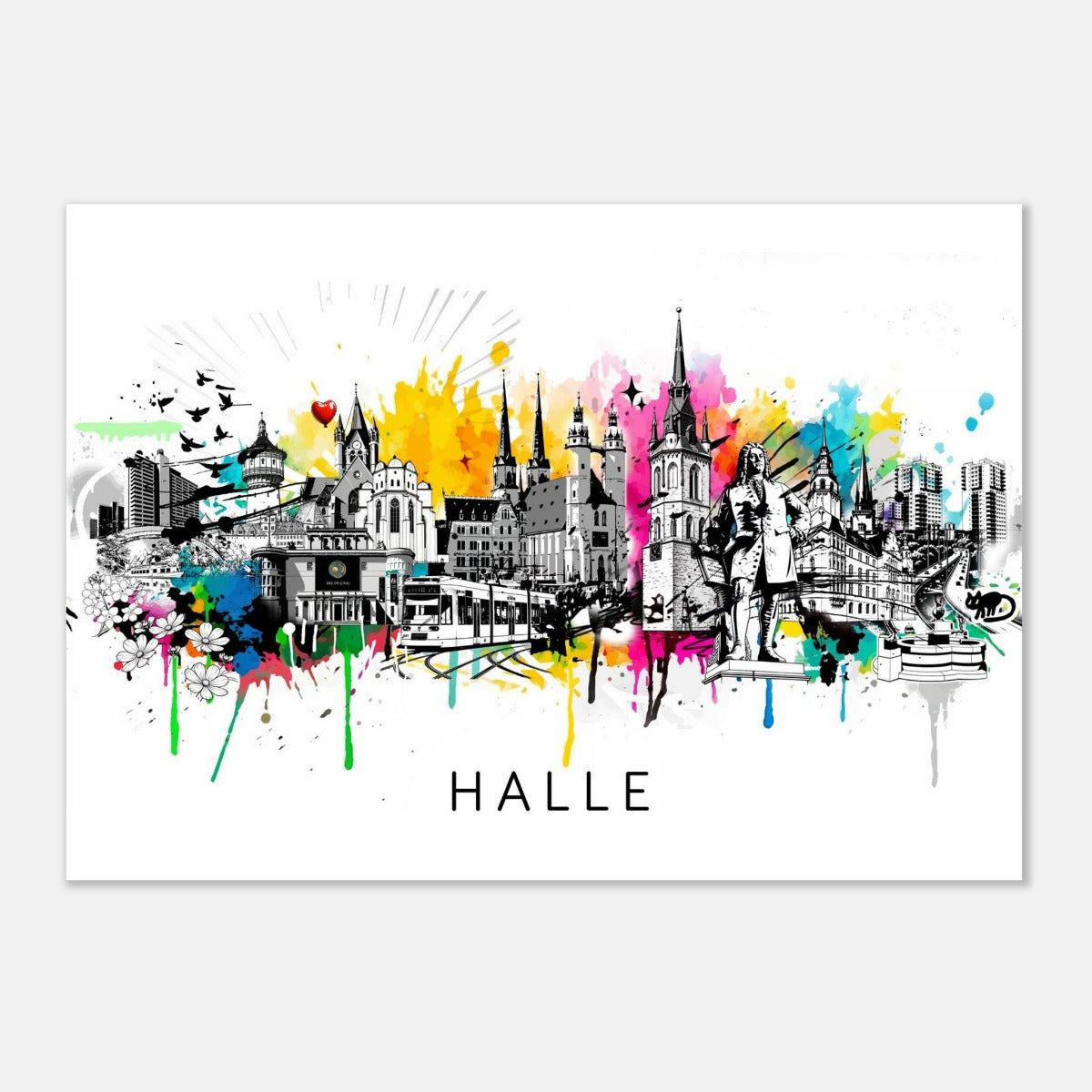 Halle Sykline Geschenkidee Poster